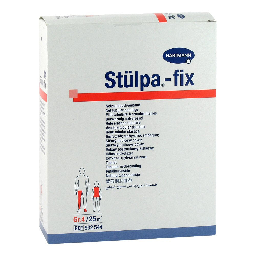 Das Produktfoto zeigt Stülpa Fix Gr.4 Bein/Fuß/Kdr.Rumpf 25 M Netzschl. (1 stk) PZN 02175436