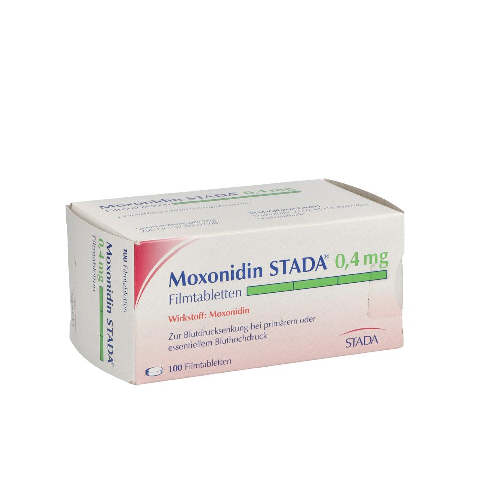 Das Produktfoto zeigt Moxonidin Stada 0,4 Mg Filmtabletten (100 stk) PZN 02188918