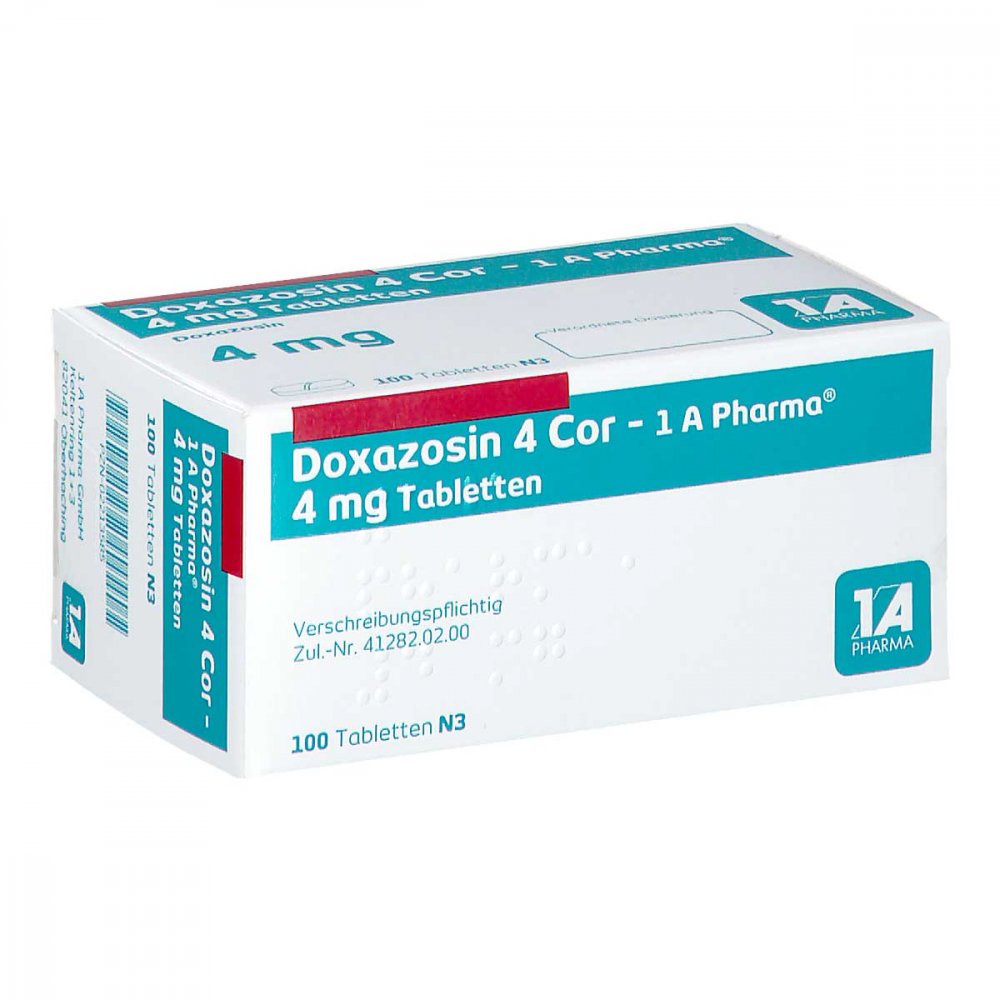 Das Produktfoto zeigt Doxazosin 4 Cor-1a Pharma Tabletten (100 stk) PZN 02213585