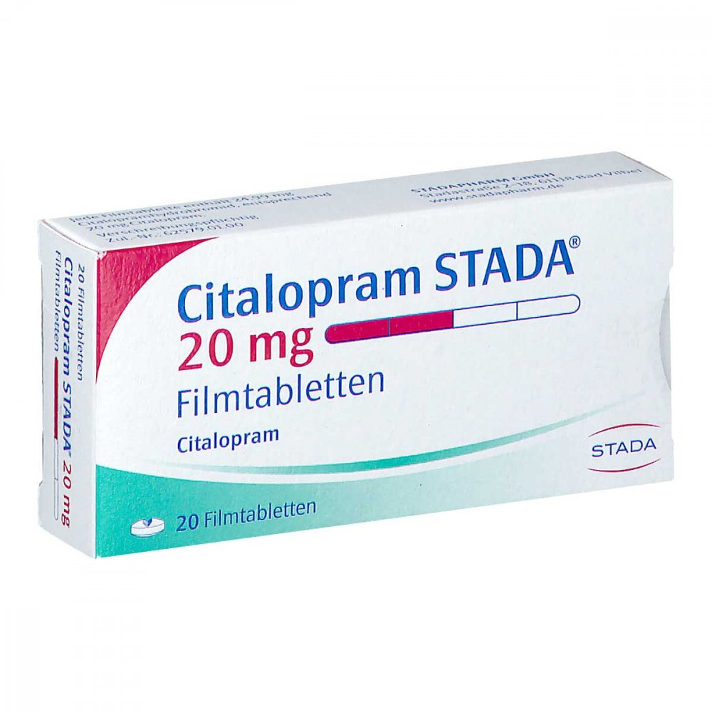 Das Produktfoto zeigt Citalopram Stada 20 Mg Filmtabletten (20 stk) PZN 02250008