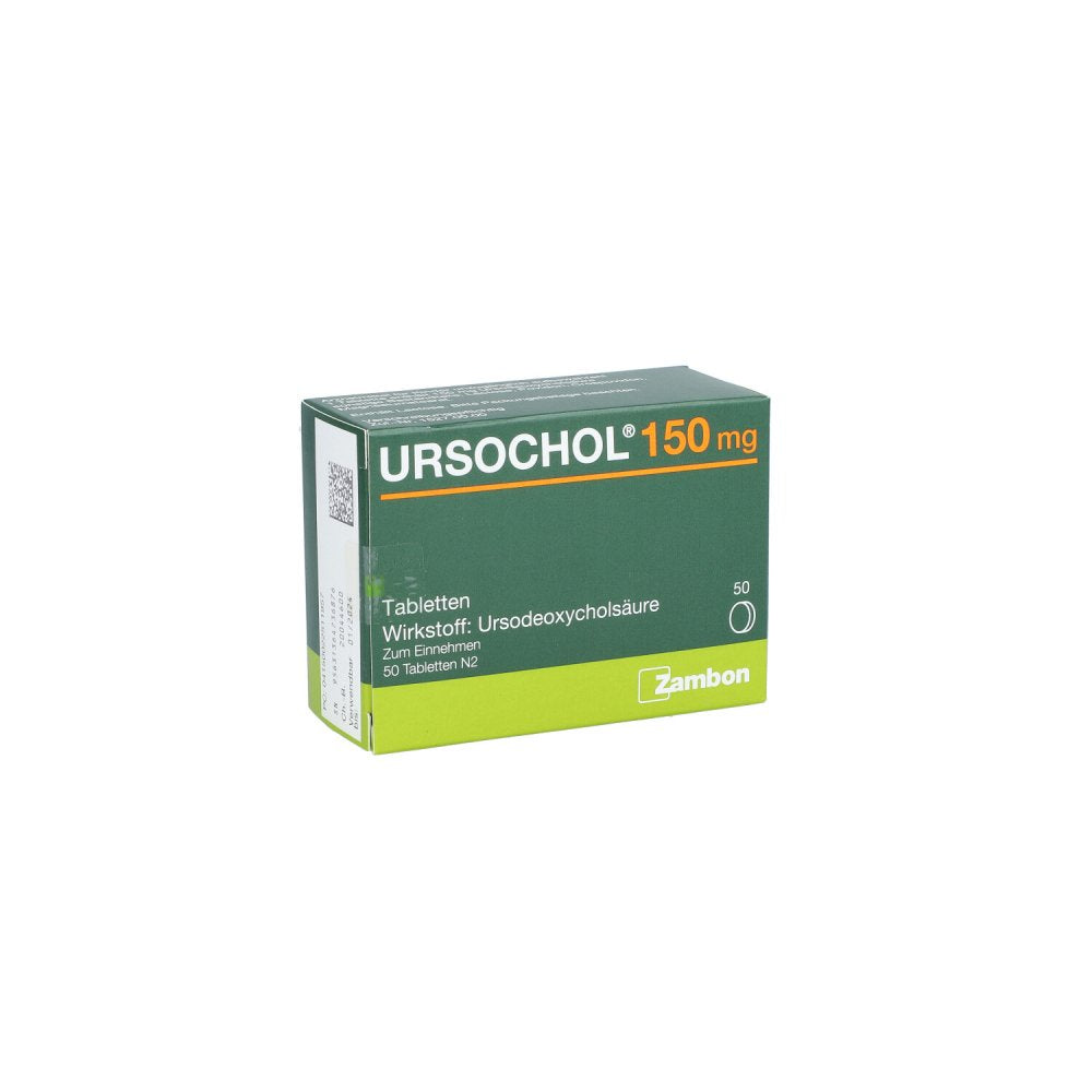 Das Produktfoto zeigt Ursochol 150 Mg Tabletten (50 stk) PZN 02251195