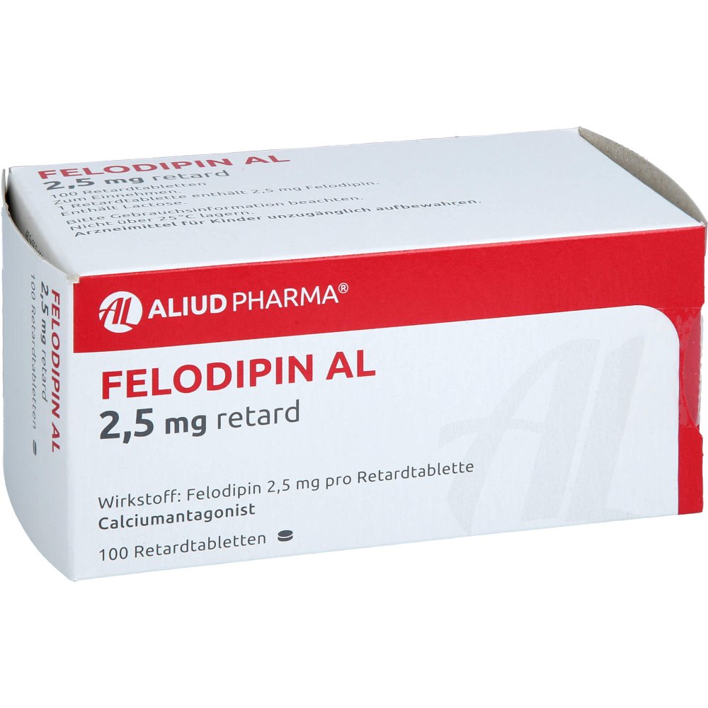 Das Produktfoto zeigt Felodipin Al 2,5 Mg Retard Tabl. (100 stk) PZN 02252958
