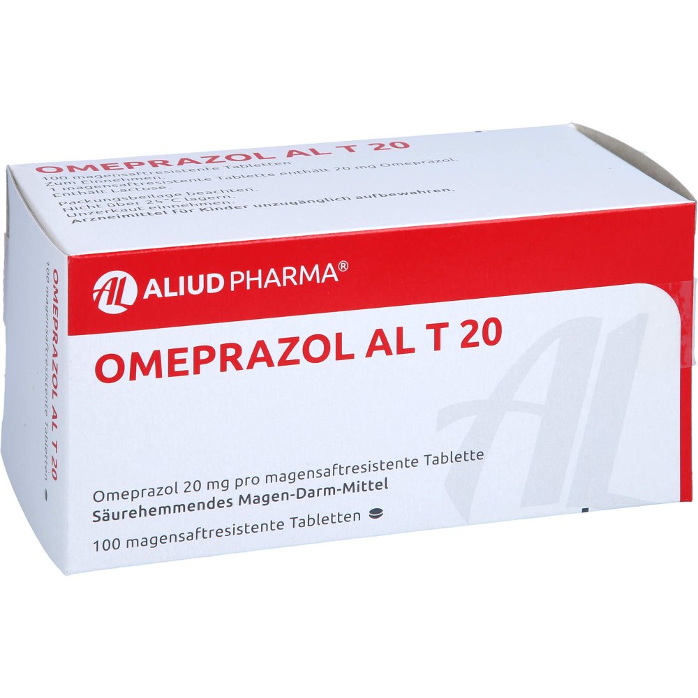 Das Produktfoto zeigt Omeprazol Al T 20 Magensaftresistente Tabletten (100 stk) PZN 02253001