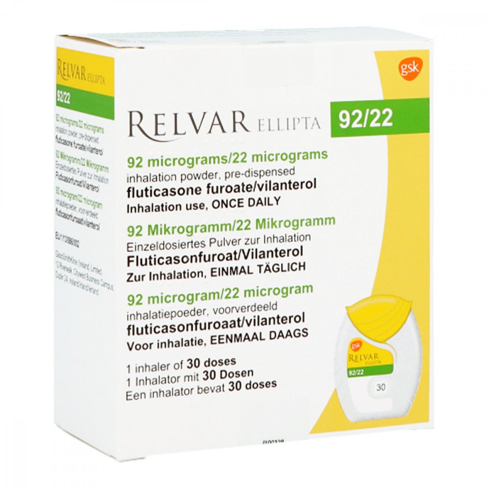 Relvar Ellipta 92 Mikrogramm/22 Mikrogramm Inh.-P. (1X30 stk)