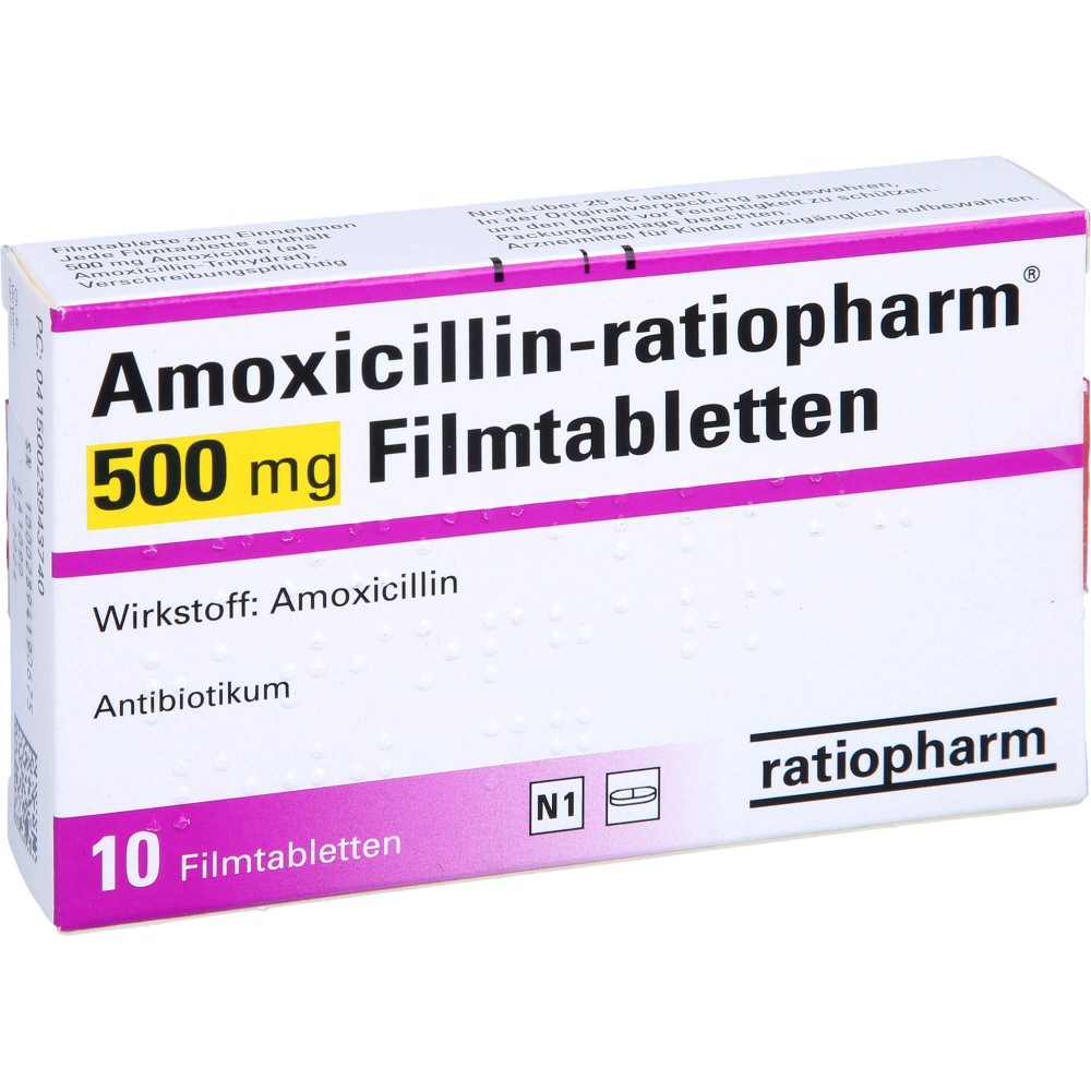 Amoxicillin-Ratiopharm 500 Mg Filmtabletten (10 stk)