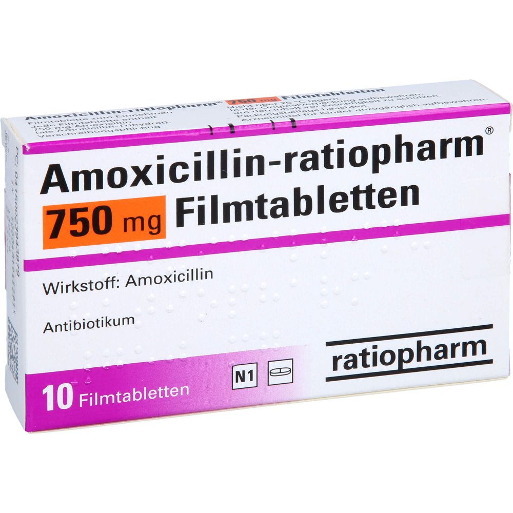 Amoxicillin-Ratiopharm 750 Mg Filmtabletten (10 stk)