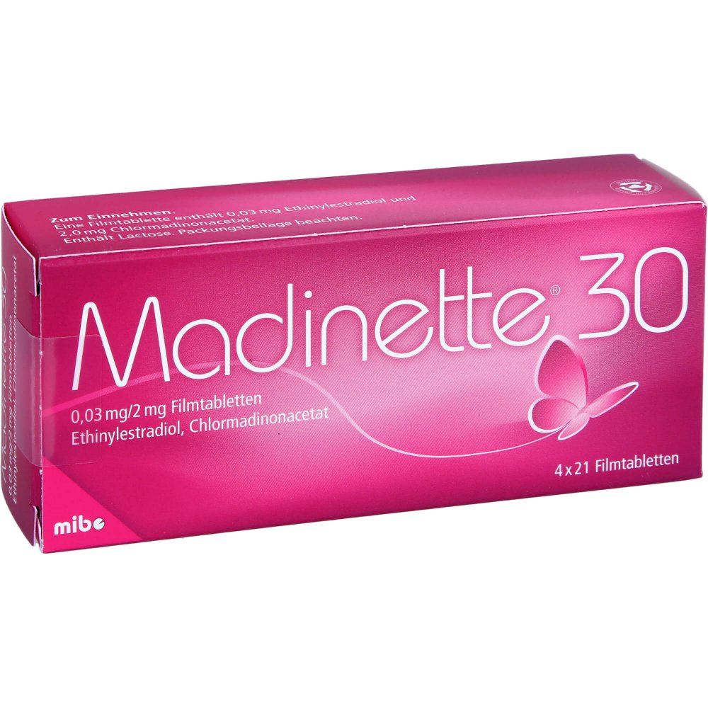 Das Produktfoto zeigt Madinette 30 Filmtabletten (4X21 stk) PZN 02420255