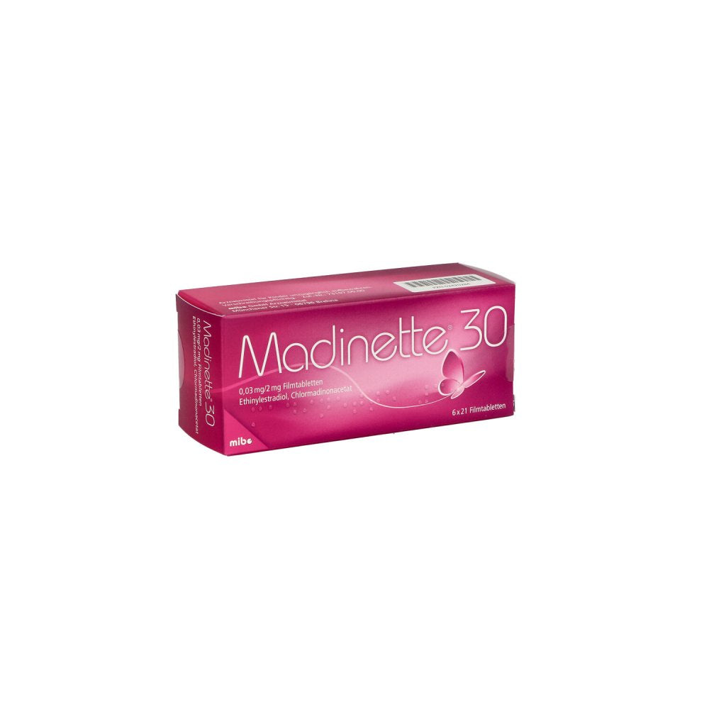 Das Produktfoto zeigt Madinette 30 Filmtabletten (6X21 stk) PZN 02420284