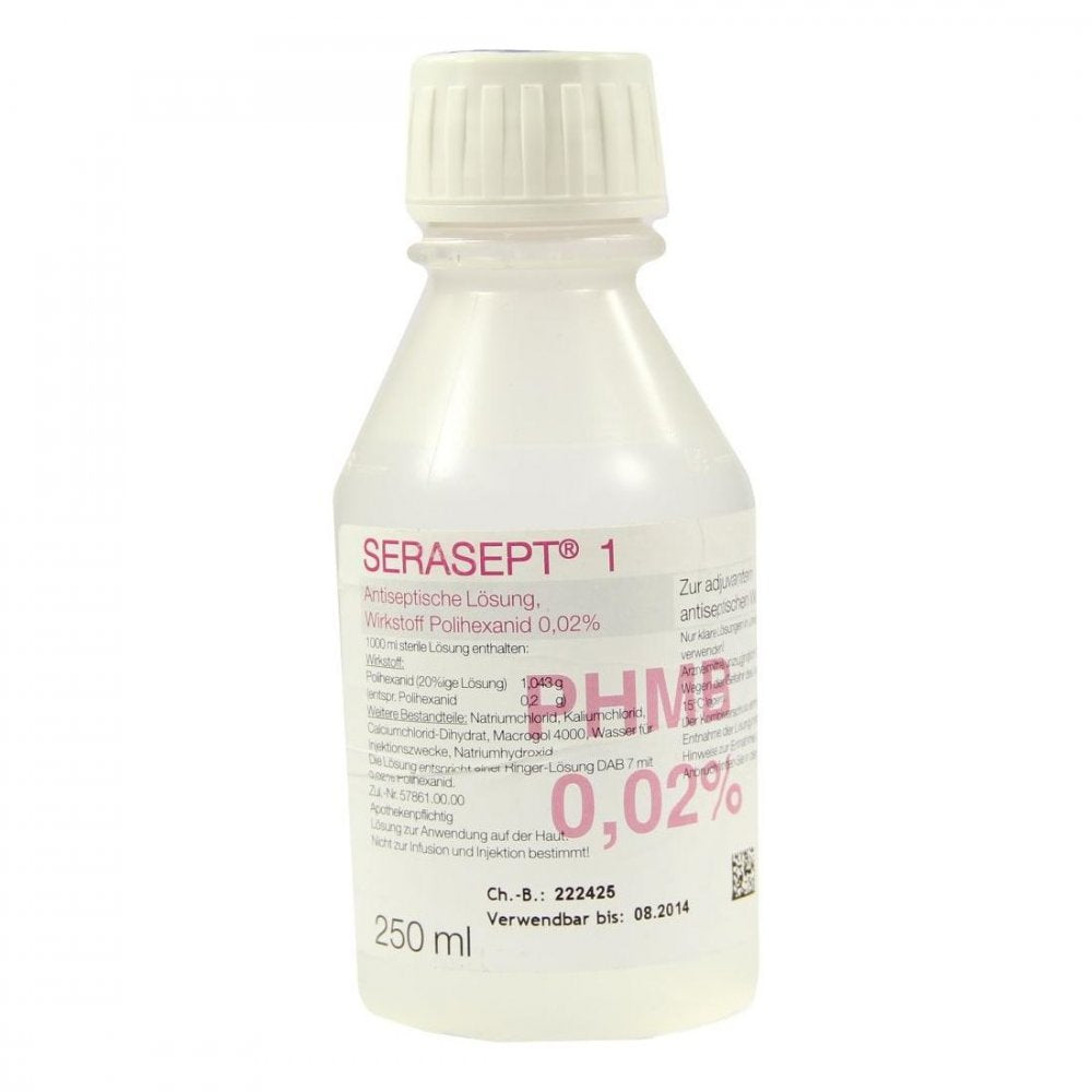 Das Produktfoto zeigt Serasept 1 Lösung (250 ml) PZN 02476161