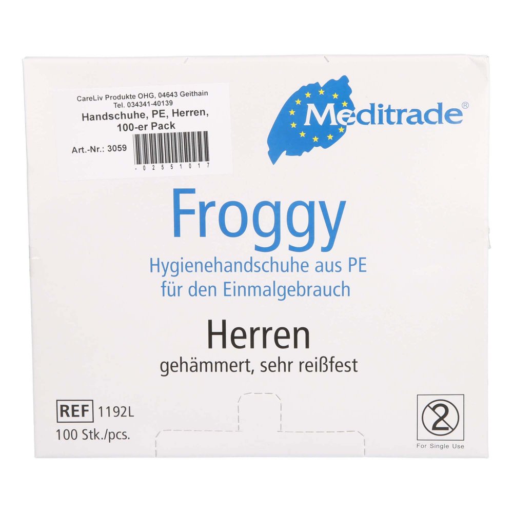 Das Produktfoto zeigt Handschuhe Pe Herren (100 stk) PZN 02551017