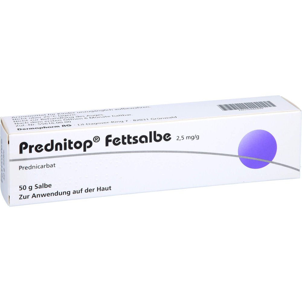 Das Produktfoto zeigt Prednitop Fettsalbe (50 g) PZN 02686898