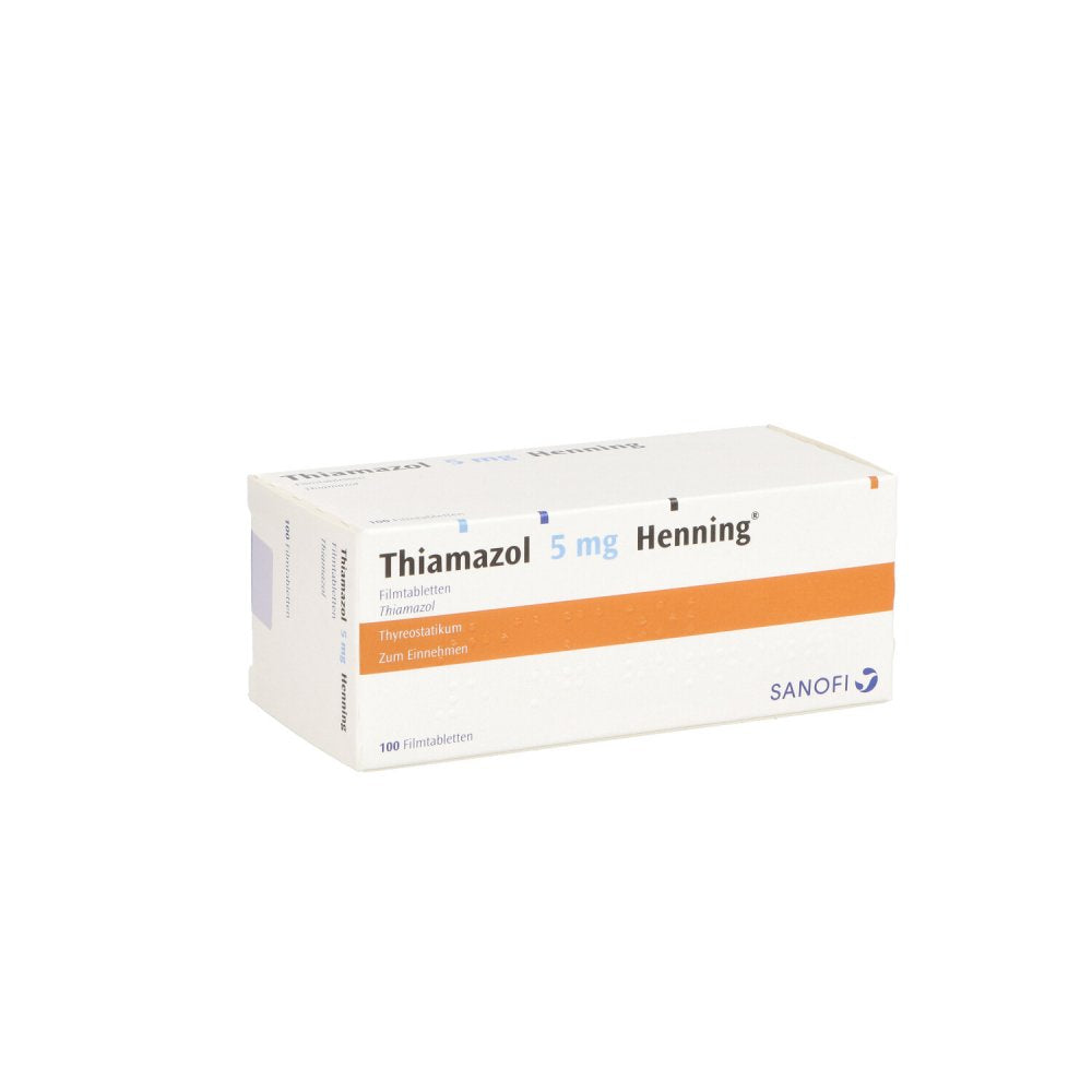 Das Produktfoto zeigt Thiamazol 5 Mg Henning Filmtabletten (100 stk) PZN 02708594