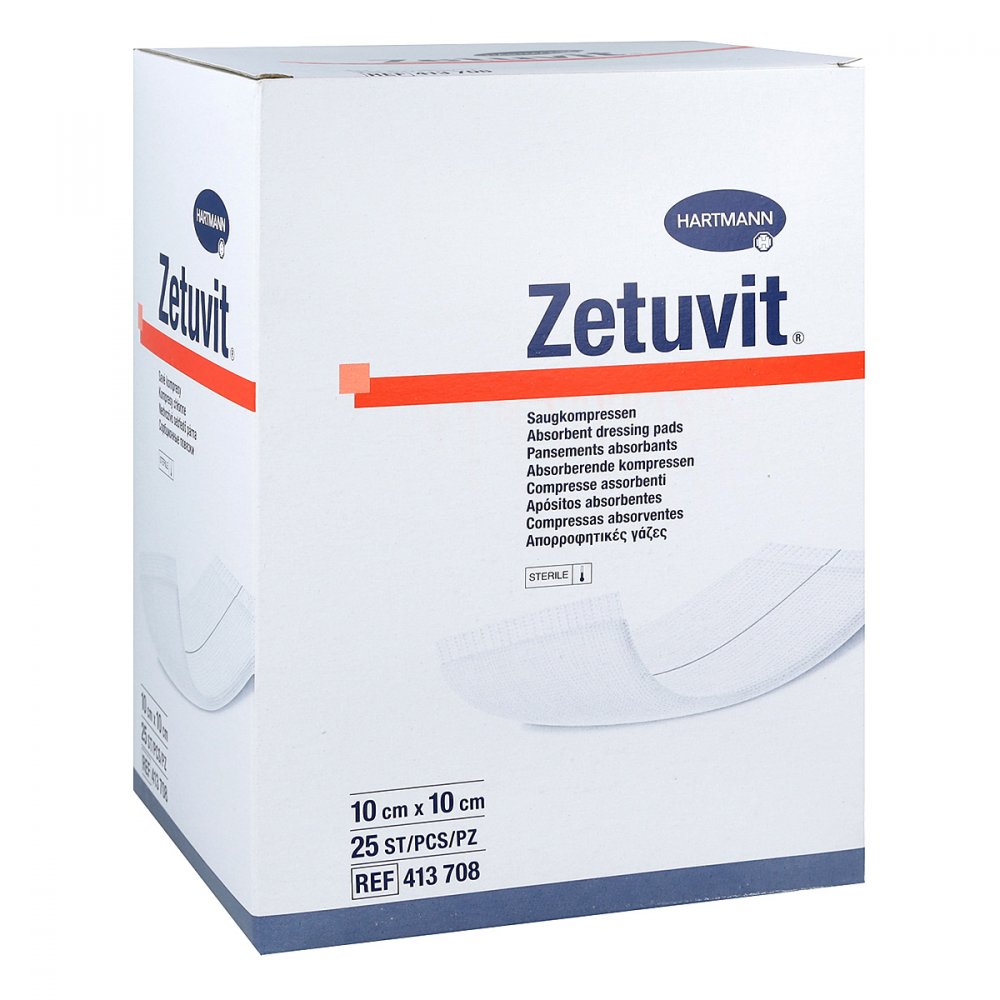 Zetuvit Saugkompressen Steril 10x10 Cm (25 stk)