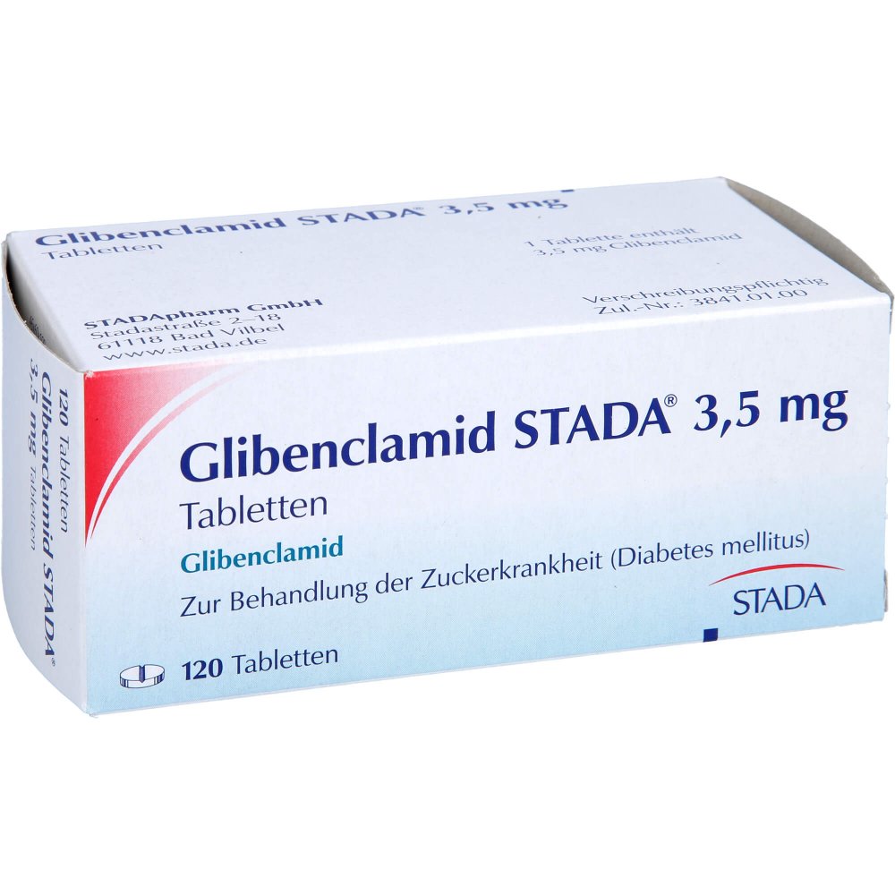 Das Produktfoto zeigt Glibenclamid Stada 3,5 Mg Tabletten (120 stk) PZN 02738997