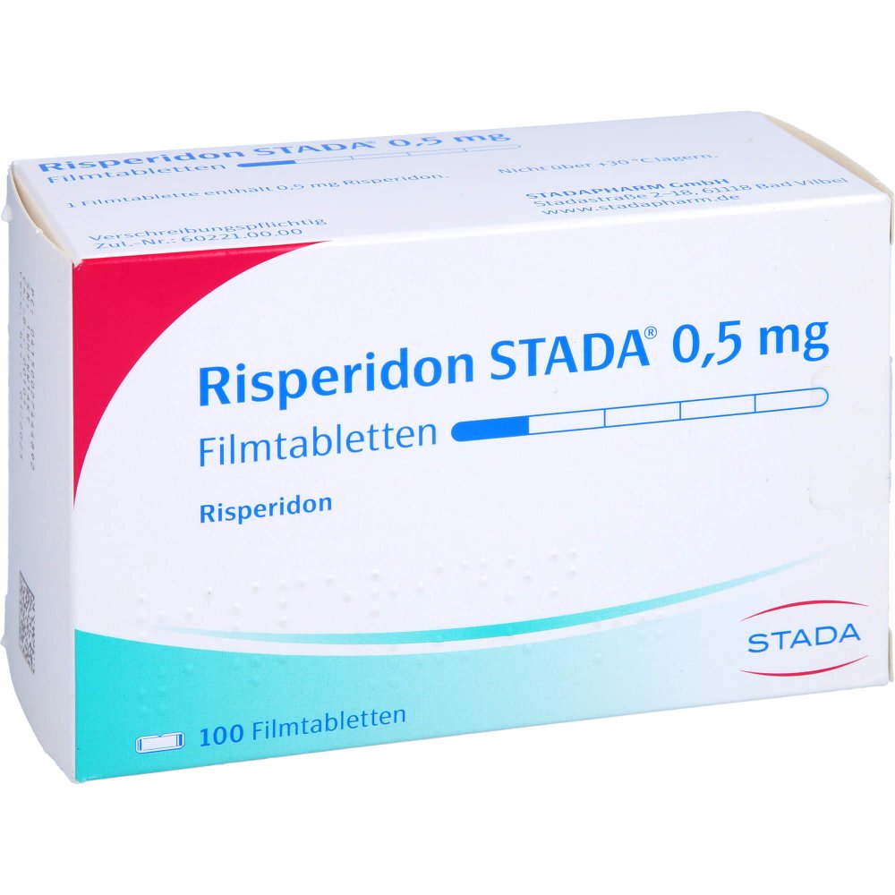 Das Produktfoto zeigt Risperidon Stada 0,5 Mg Filmtabletten (100 stk) PZN 02744489