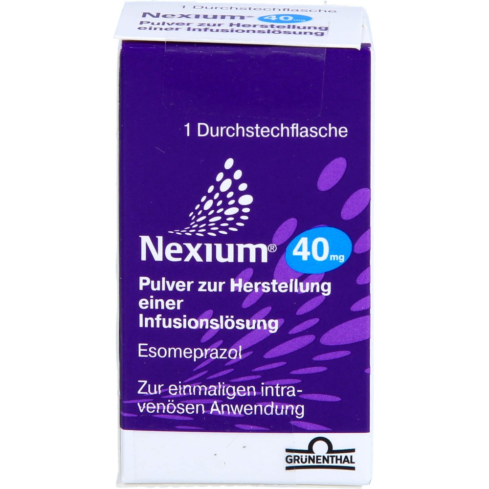 Das Produktfoto zeigt Nexium 40 Mg Pulver Z.Herst.E.Infusionslösung (1 stk) PZN 02750225