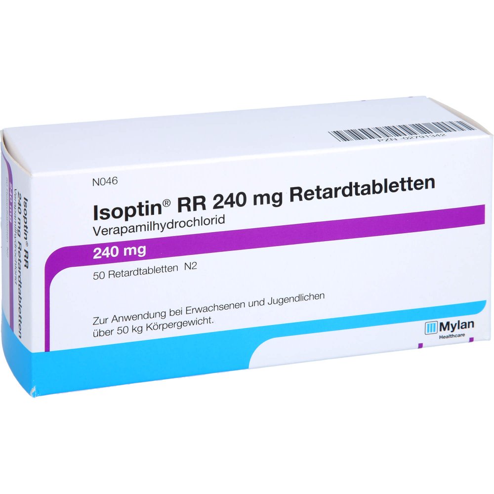 Das Produktfoto zeigt Isoptin Rr 240 Mg Retardtabletten (50 stk) PZN 02791342