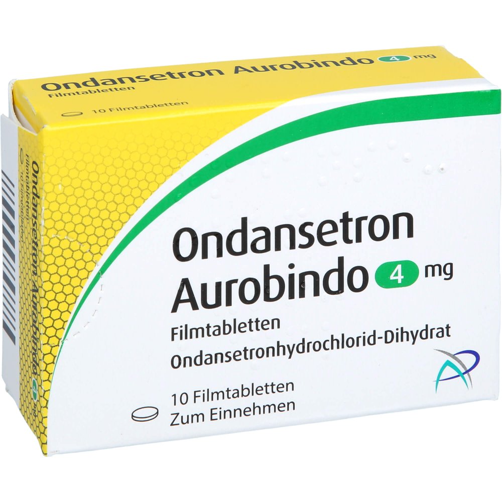 Das Produktfoto zeigt Ondansetron Aurobindo 4 Mg Filmtabletten (10 stk) PZN 02791359