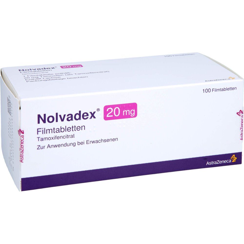Das Produktfoto zeigt Nolvadex 20 Mg Filmtabletten (100 stk) PZN 02793861