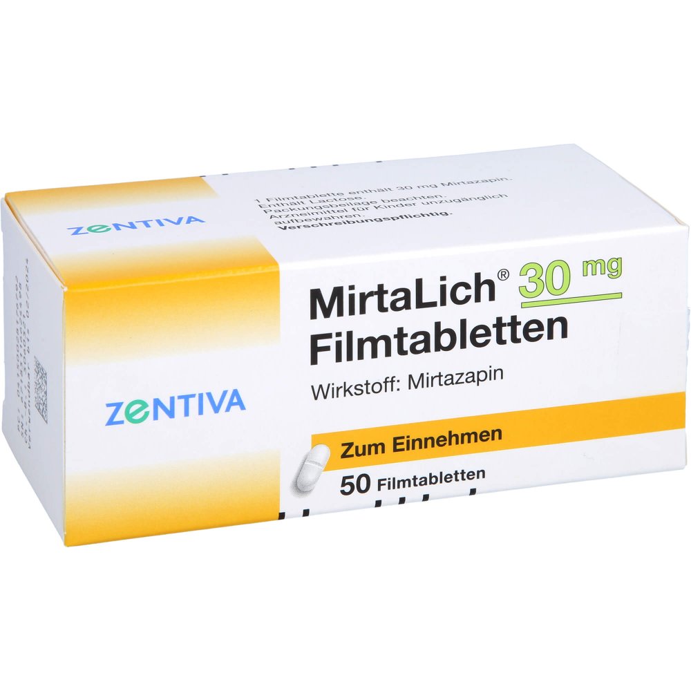 Das Produktfoto zeigt Mirtalich 30 Mg Filmtabletten (50 stk) PZN 02817679