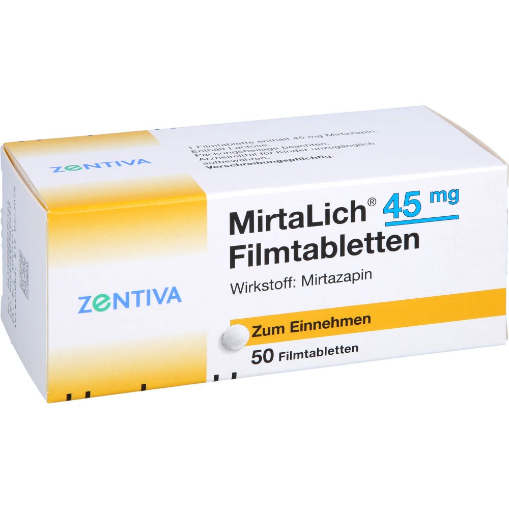 Das Produktfoto zeigt Mirtalich 45 Mg Filmtabletten (50 stk) PZN 02817716