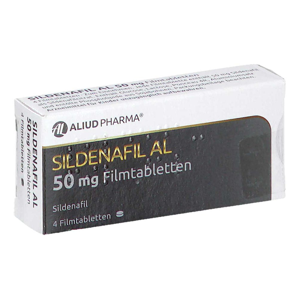 Das Produktfoto zeigt Sildenafil Al 50 Mg Filmtabletten (4 stk) PZN 02819649
