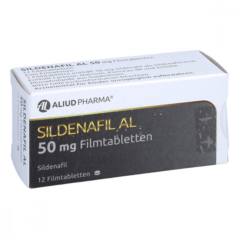 Das Produktfoto zeigt Sildenafil Al 50 Mg Filmtabletten (12 stk) PZN 02819767