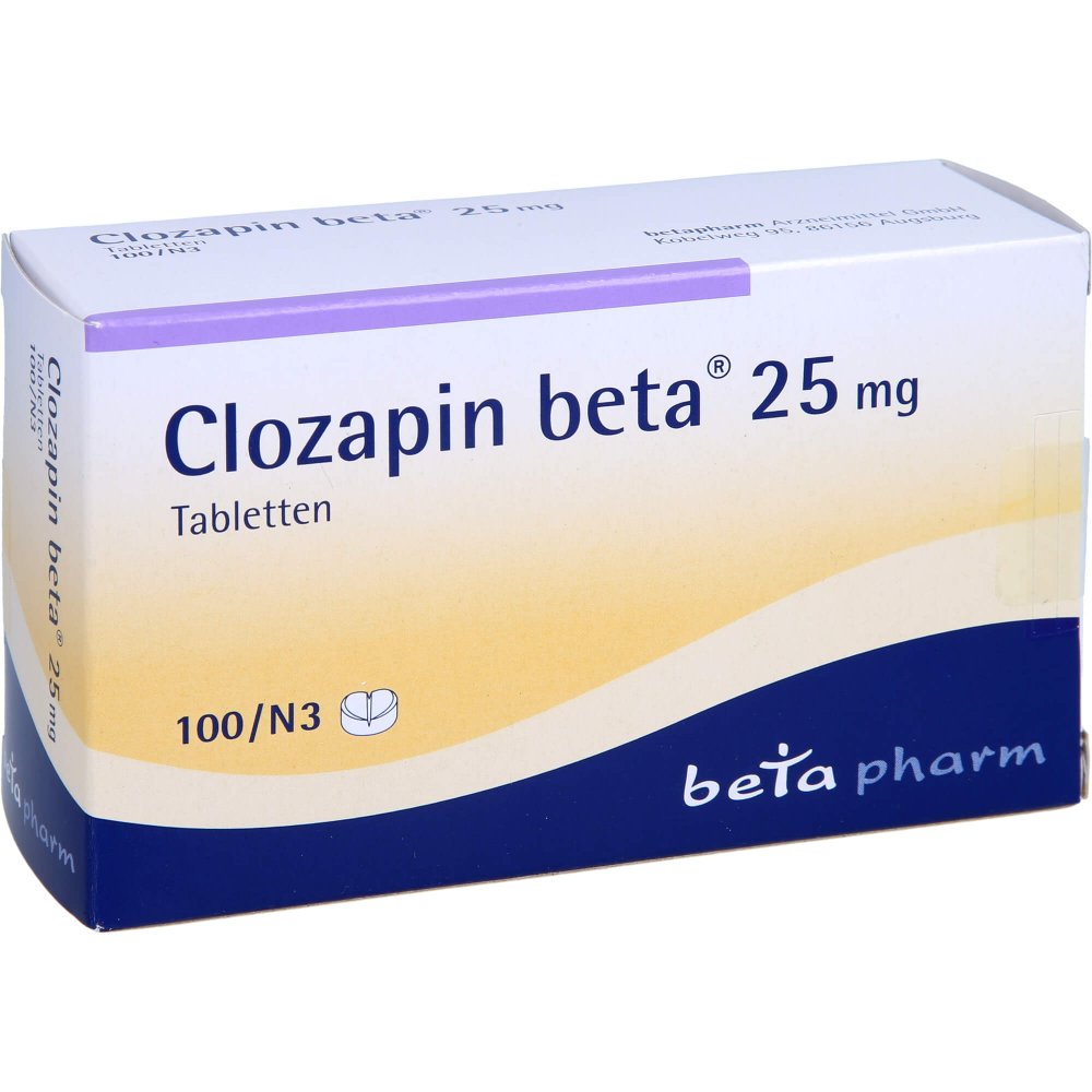 Das Produktfoto zeigt Clozapin Beta 25 Mg Tabletten (100 stk) PZN 02825733