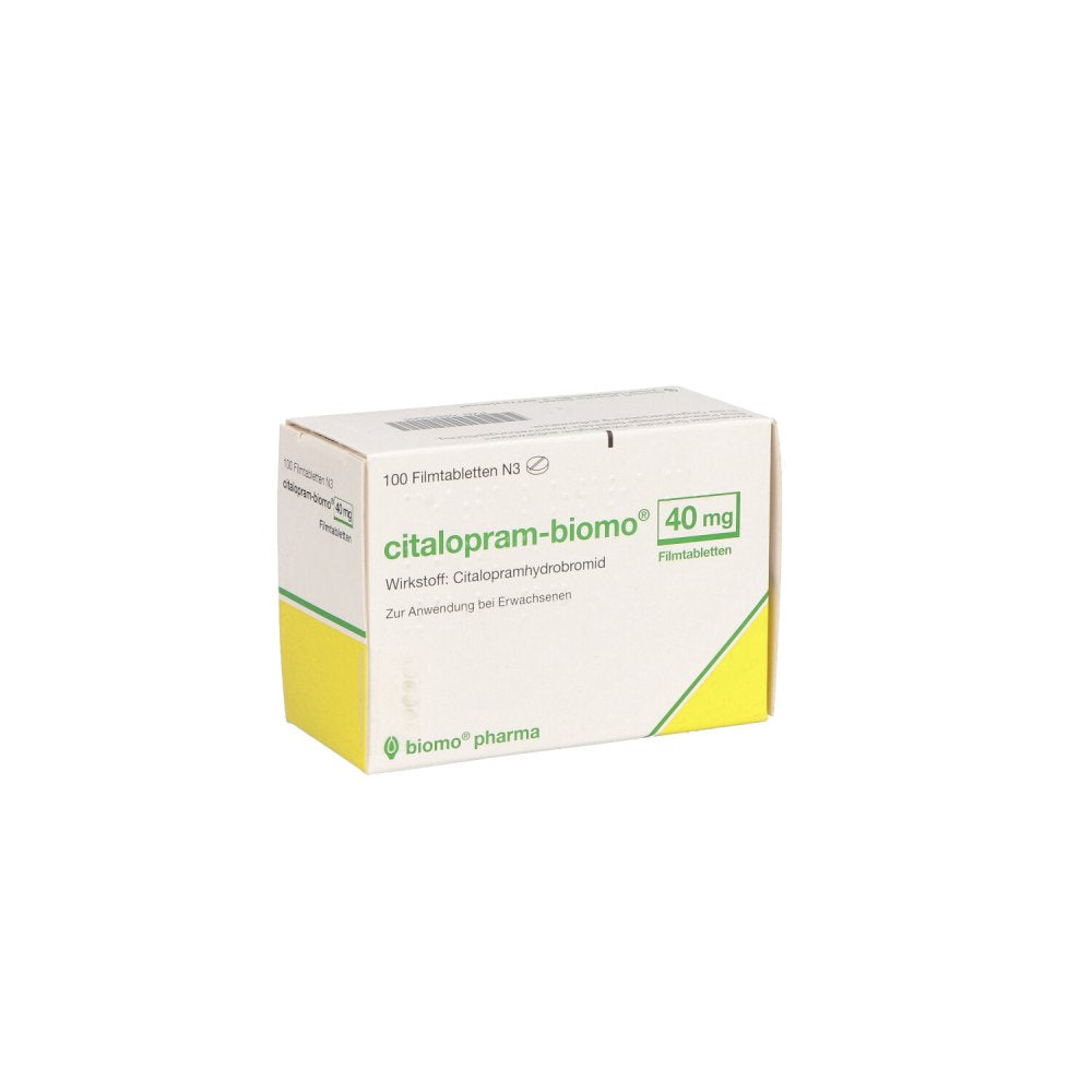 Das Produktfoto zeigt Citalopram-Biomo 40 Mg Filmtabletten (100 stk) PZN 02855065