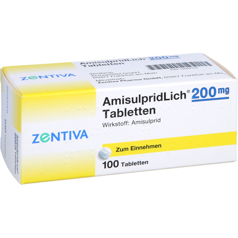 Das Produktfoto zeigt Amisulpridlich 200 Mg Tabletten (100 stk) PZN 02944159