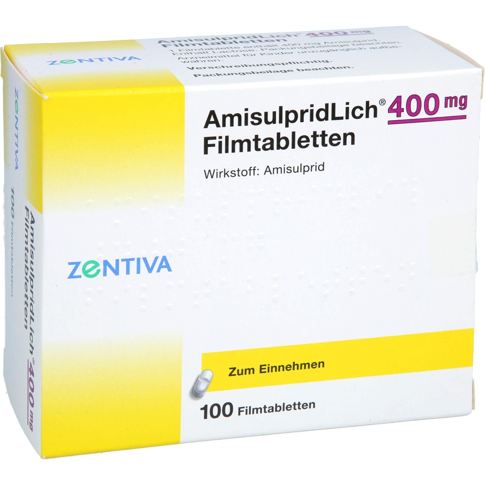 Das Produktfoto zeigt Amisulpridlich 400 Mg Filmtabletten (100 stk) PZN 02944337