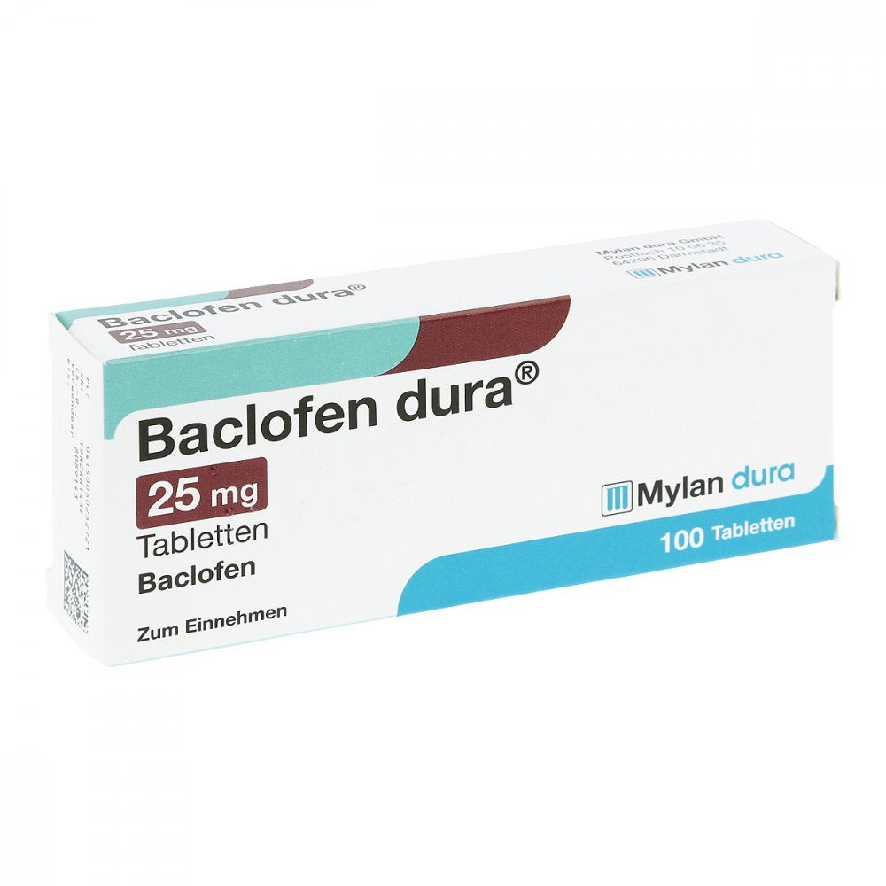 Das Produktfoto zeigt Baclofen Dura 25 Mg Tabletten (100 stk) PZN 03023272