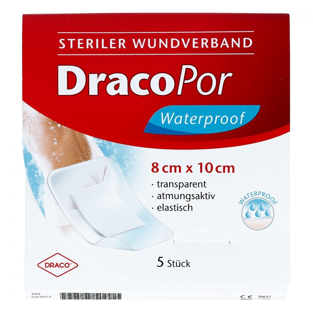 Dracopor Waterproof Wundverband 8x10 Cm Steril (5 stk)