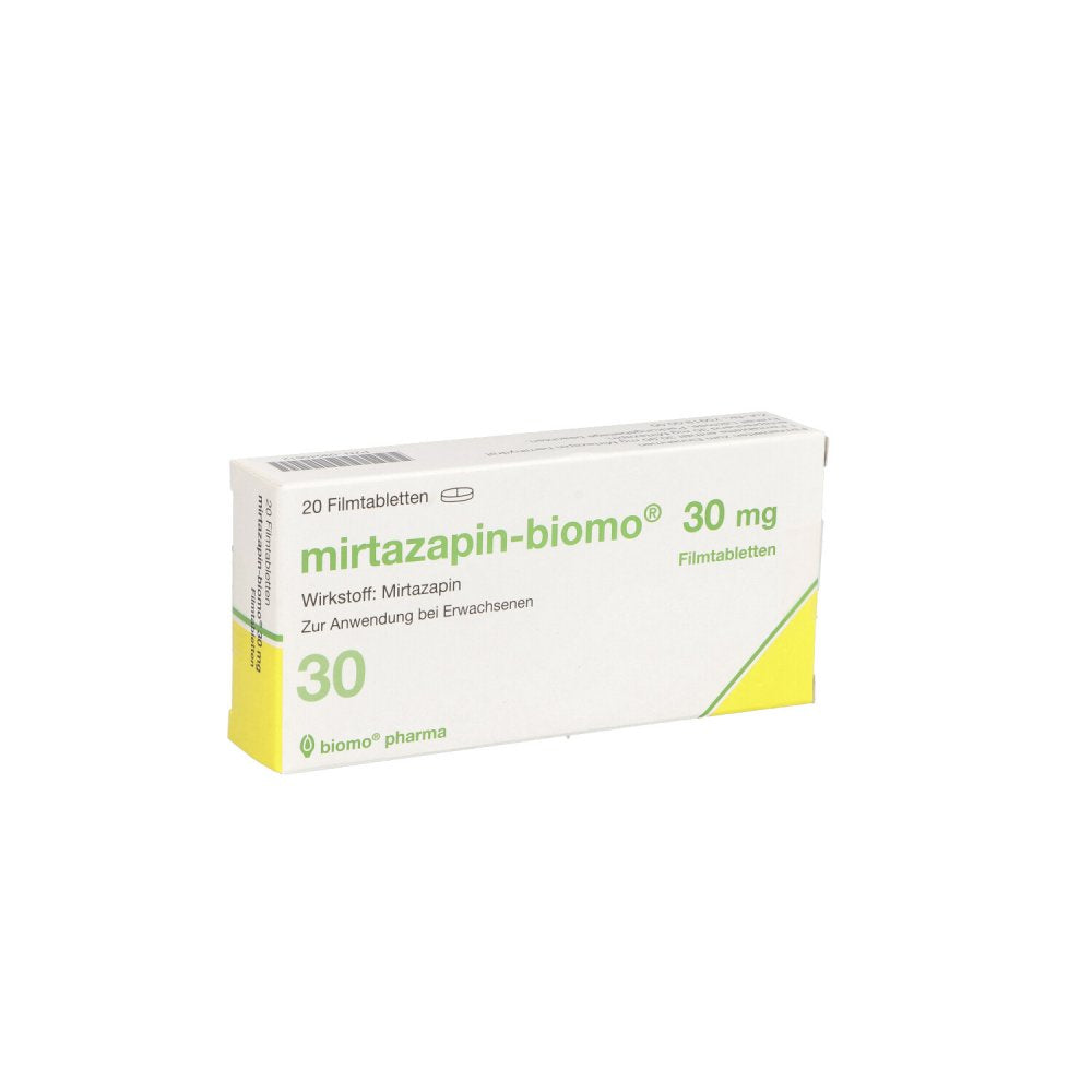 Das Produktfoto zeigt Mirtazapin-Biomo 30 Mg Filmtabletten (20 stk) PZN 03045612