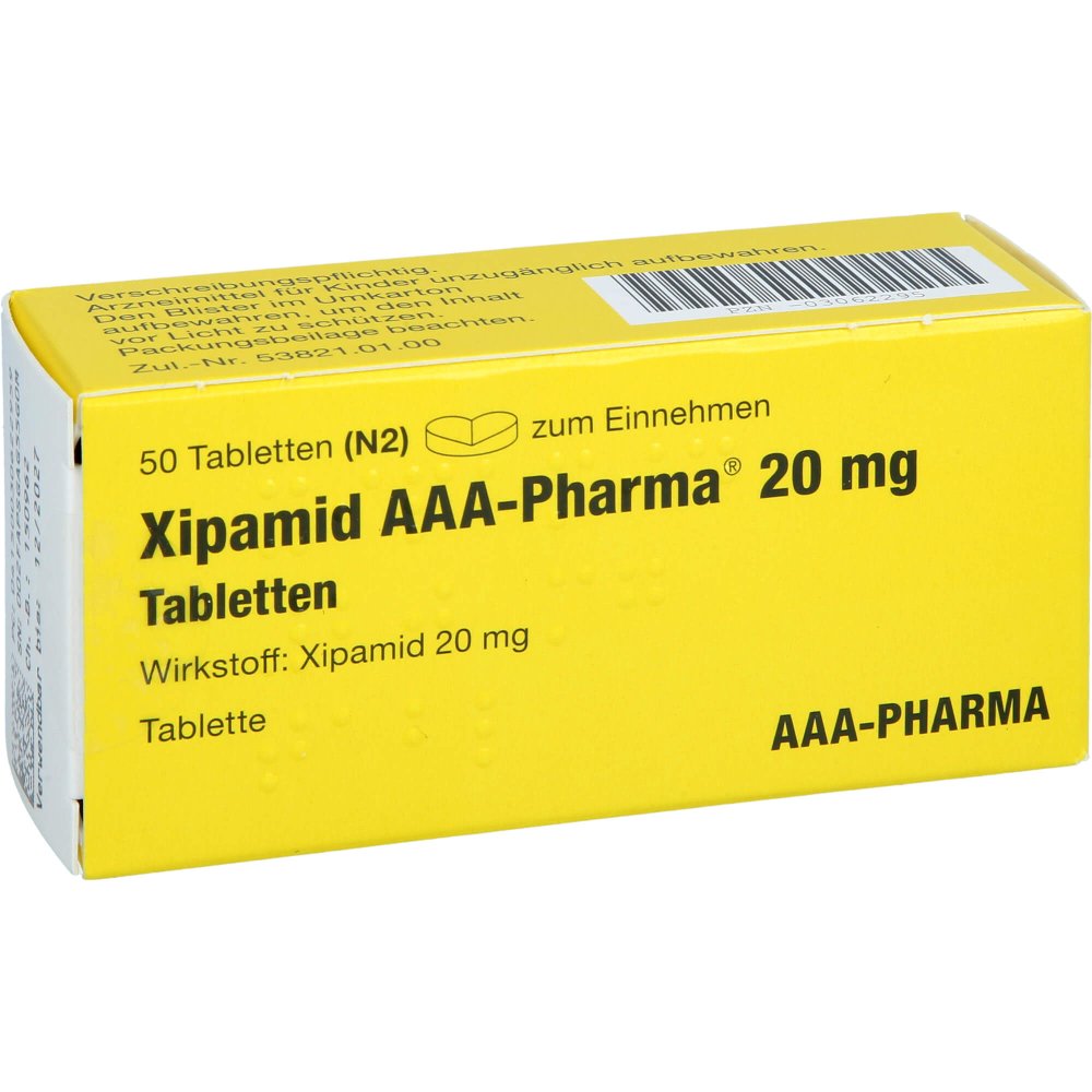 Das Produktfoto zeigt Xipamid 20 Mg Aaa-Pharma Tabletten (50 stk) PZN 03062295