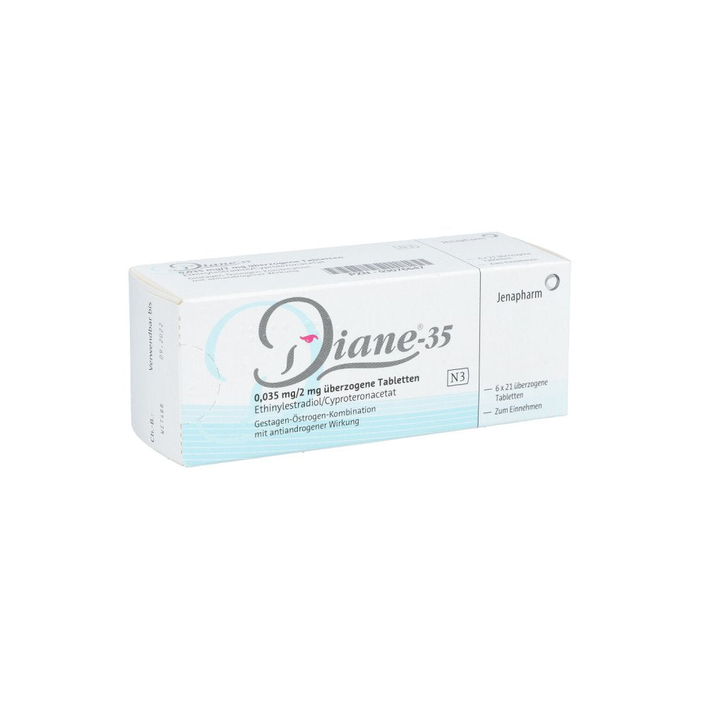 Das Produktfoto zeigt Diane 35 Überzogene Tabletten (6X21 stk) PZN 03076647