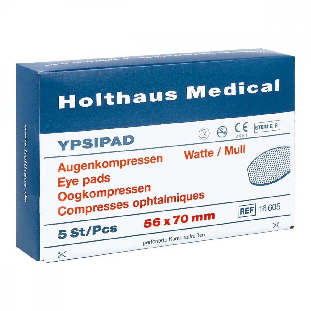 Das Produktfoto zeigt Augenkompressen Ypsipad 56x70 Mm Steril (5 stk) PZN 03090340