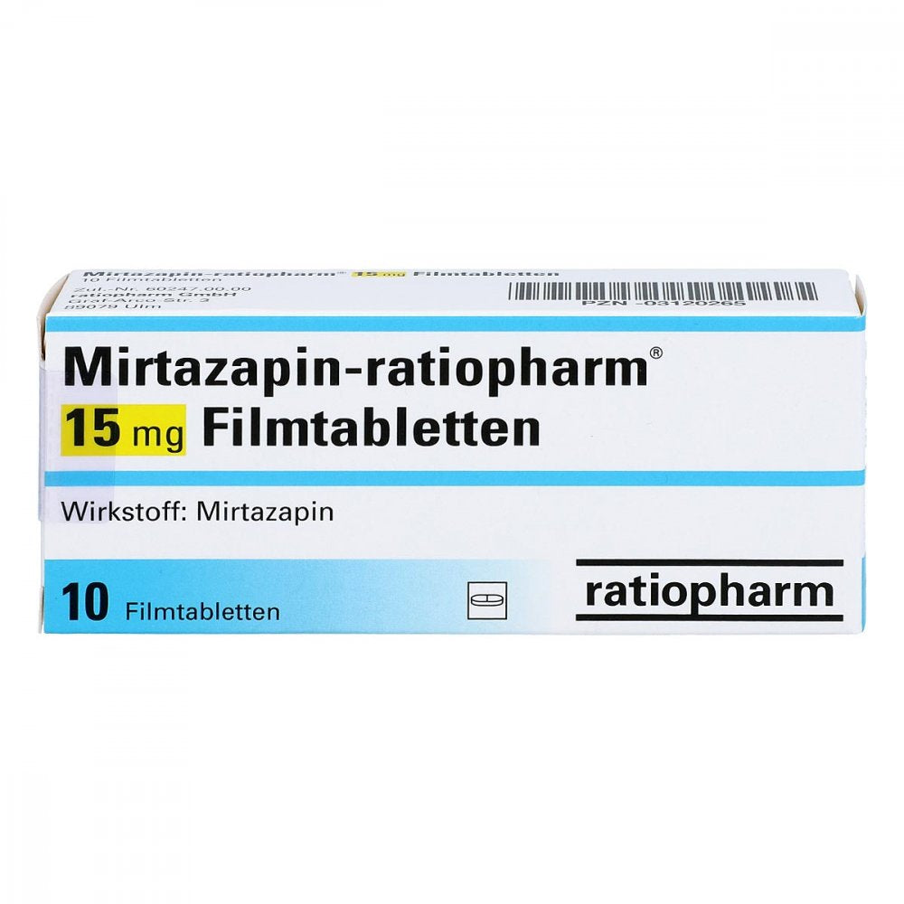 Das Produktfoto zeigt Mirtazapin-Ratiopharm 15 Mg Filmtabletten (10 stk) PZN 03120265