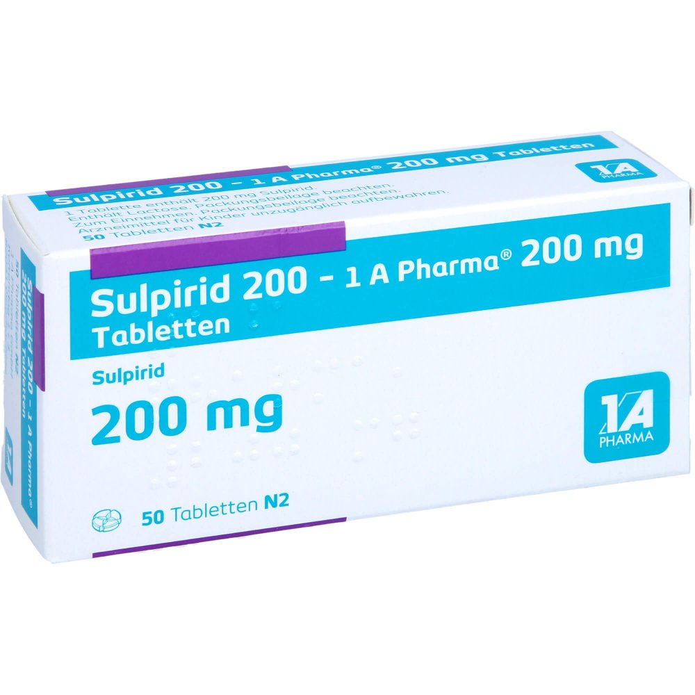 Das Produktfoto zeigt Sulpirid 200-1a Pharma Tabletten (50 stk) PZN 03157191