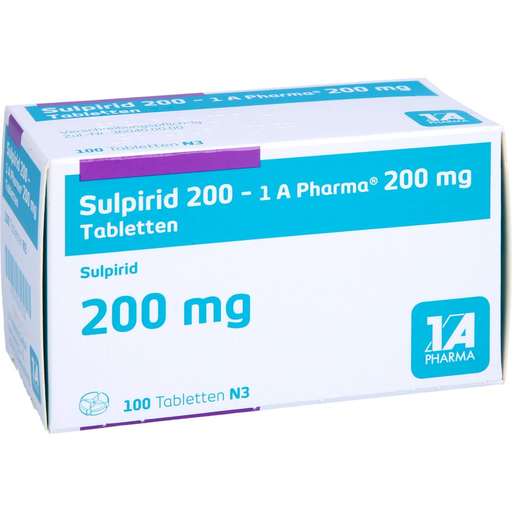 Das Produktfoto zeigt Sulpirid 200-1a Pharma Tabletten (100 stk) PZN 03157216