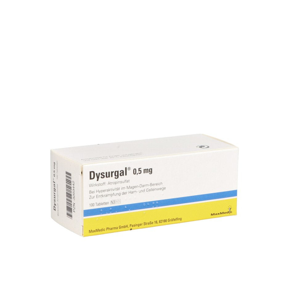 Das Produktfoto zeigt Dysurgal 0,5 Mg Tabletten (100 stk) PZN 03203442