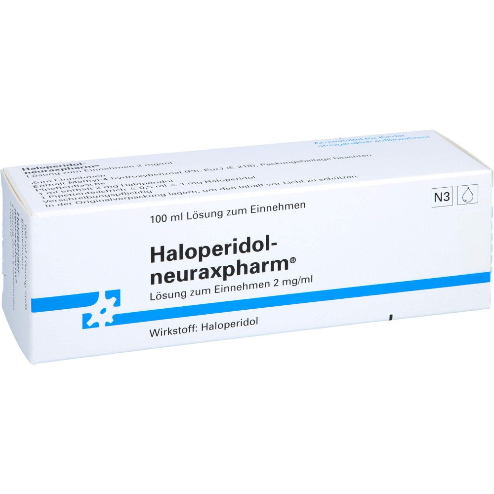 Das Produktfoto zeigt Haloperidol-Neuraxp. Lösung Zum Einnehmen (100 ml) PZN 03215445