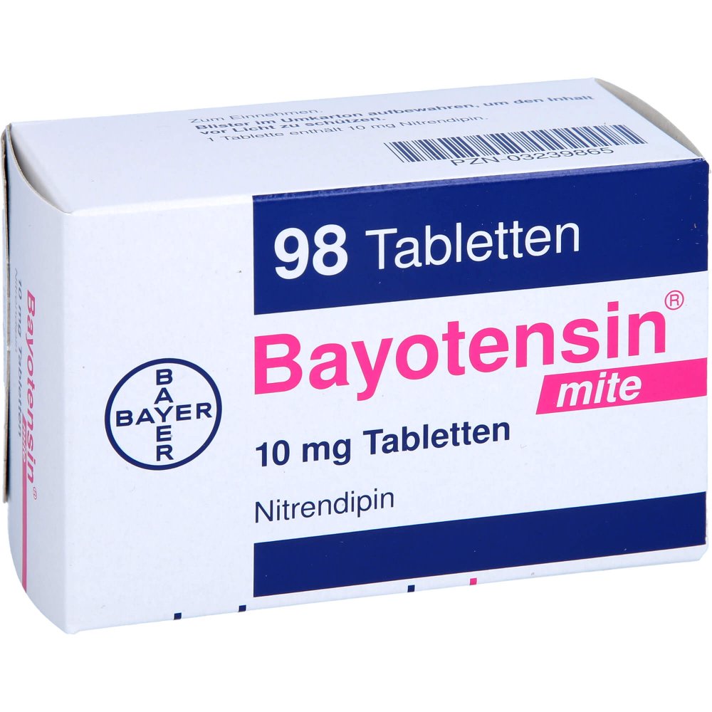 Das Produktfoto zeigt Bayotensin Mite Tabletten (98 stk) PZN 03239865