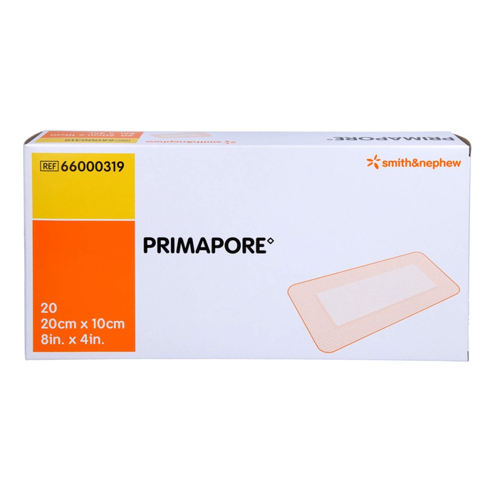 Das Produktfoto zeigt Primapore 10x20 Cm Wundverband Steril (20 stk) PZN 03305711