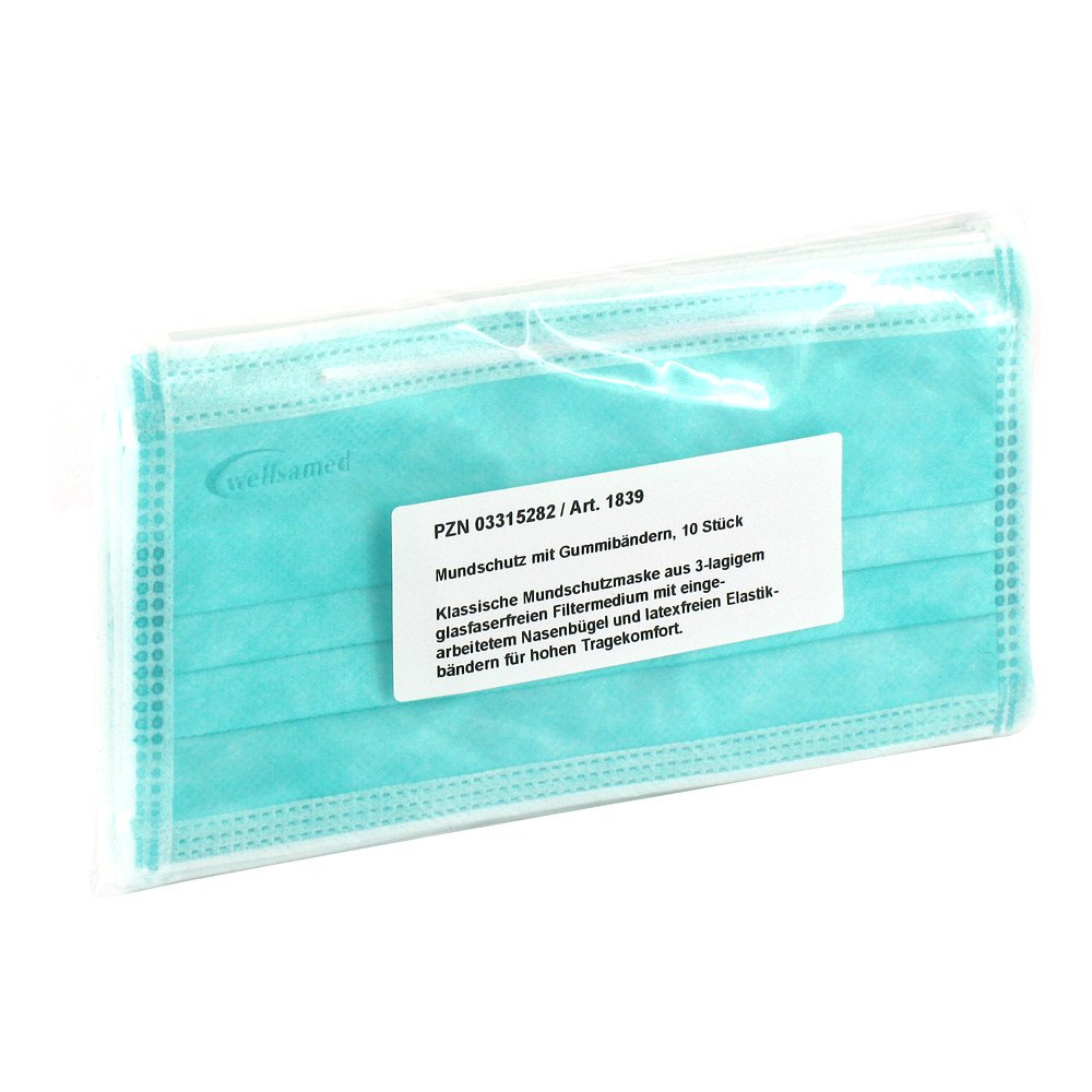 Das Produktfoto zeigt Mundschutz M.Gummiband (10 stk) PZN 03315282