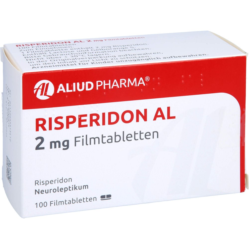 Das Produktfoto zeigt Risperidon Al 2 Mg Filmtabletten (100 stk) PZN 03331341