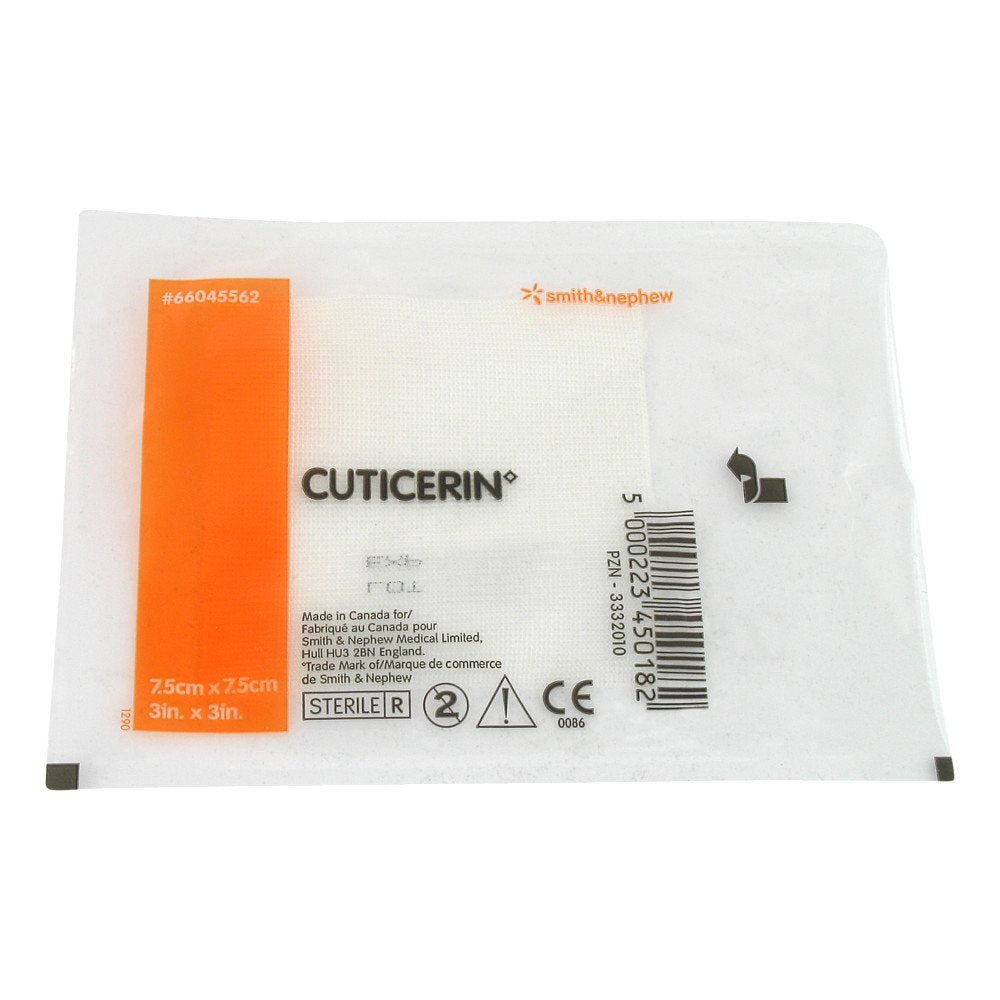 Das Produktfoto zeigt Cuticerin 7,5x7,5 Cm Gaze M.Salbenbeschichtung (1 stk) PZN 03332010