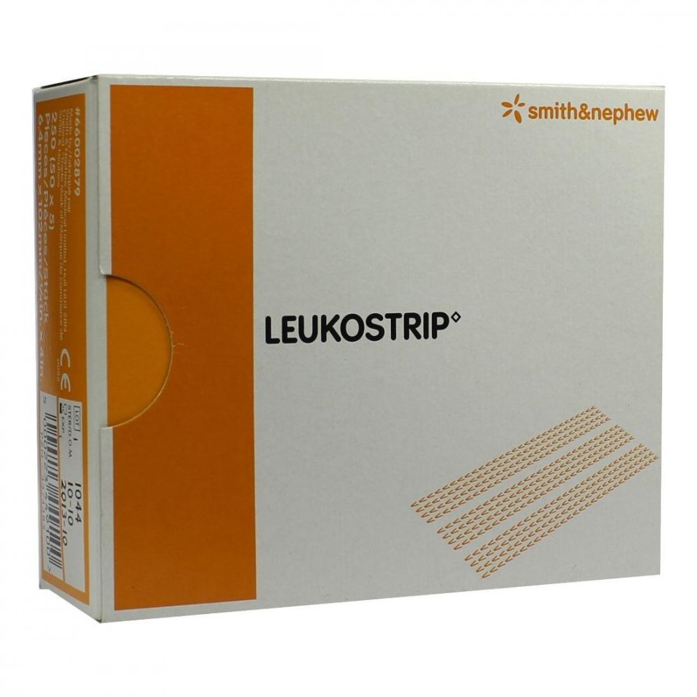 Das Produktfoto zeigt Leukostrip Wundnahtstreifen 6,4x102 Mm Box (50X5 stk) PZN 03374385