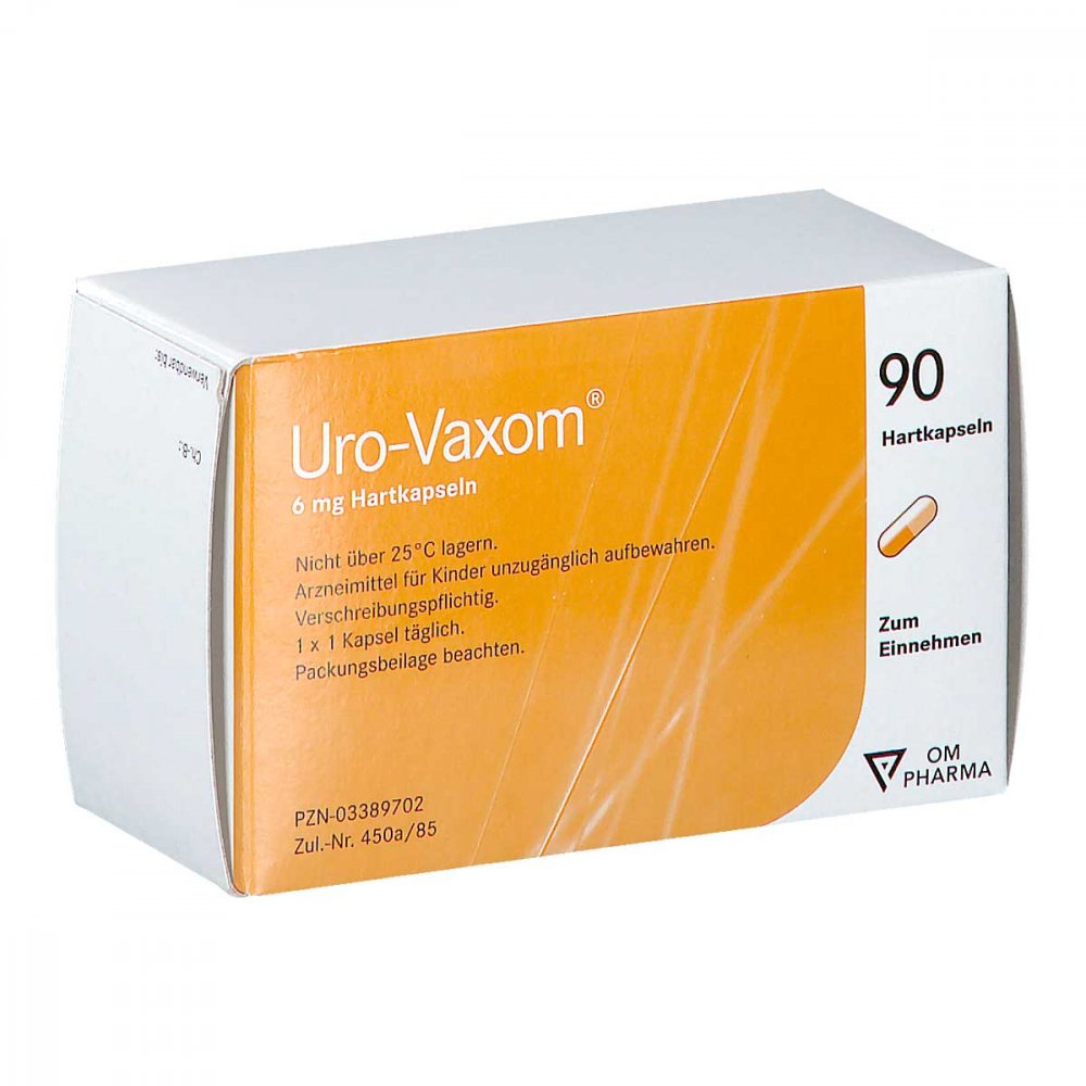 Das Produktfoto zeigt Uro Vaxom 6 Mg Hartkapseln (90 stk) PZN 03389702