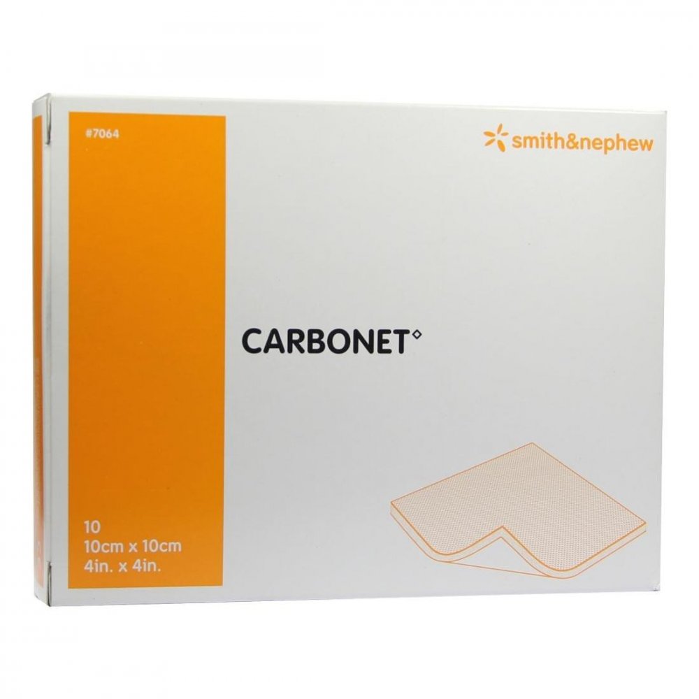 Das Produktfoto zeigt Carbonet 10x10 Cm Geruchsabs.Wundaufl.M.Aktivkoh. (10 stk) PZN 03390740